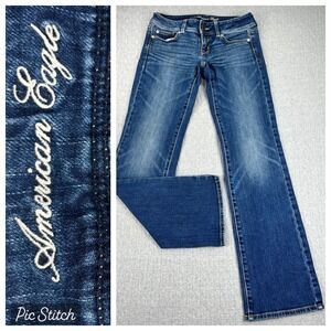 American Eagle Slim Bootcut Jeans Women 2/28X32 Blue Low Rise medium wash